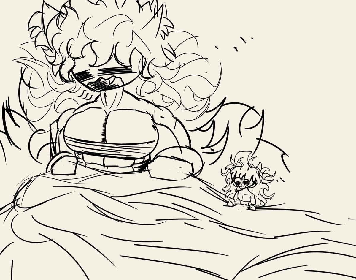 Sketch of Wrath and Nightfly waking up