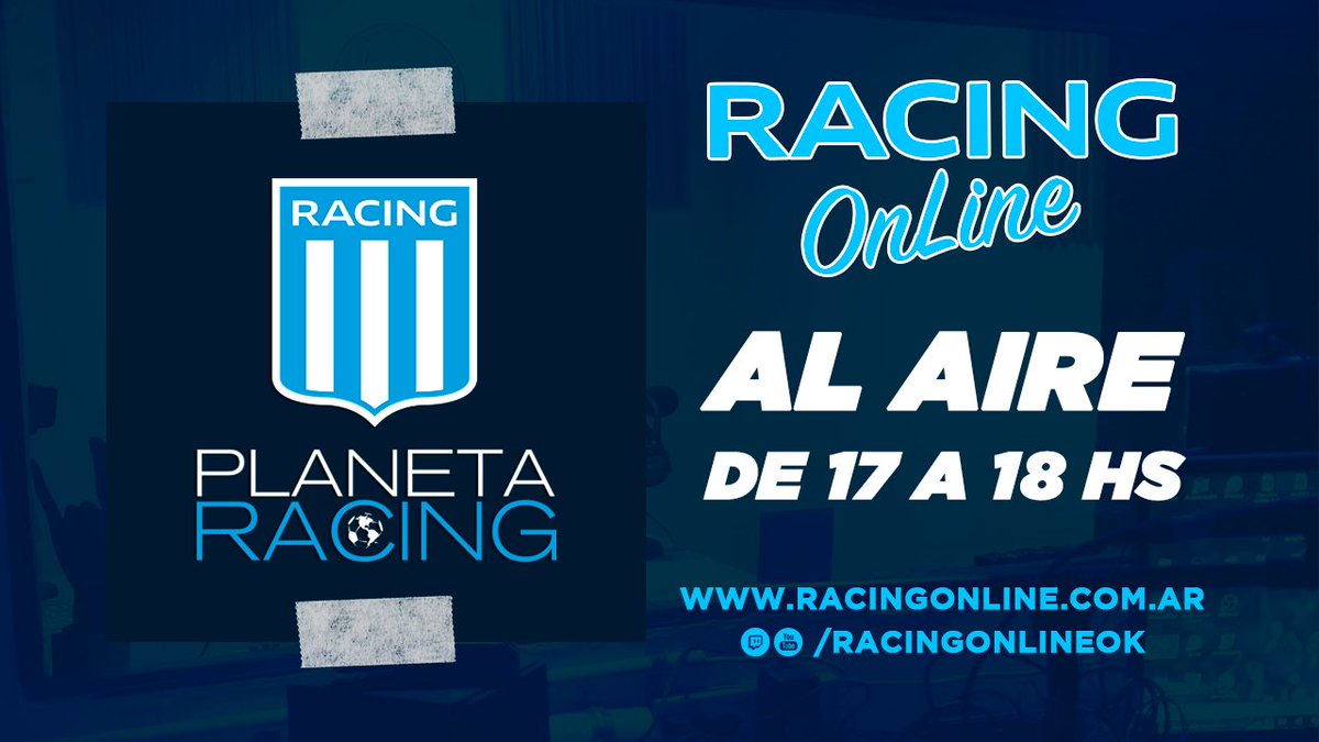 Racing Online (@racingonline2) on Twitter photo AL AIRE <a href="/PlanetaRacing/">Planeta Racing Club</a> en #RacingOnline 🔊
¡Prendete a la radio de #Racing! 🔵⚪️
📻 racingonline.com.ar
📲 play.google.com/store/apps/det…
🍏 apps.apple.com/us/app/celurad…
📺 twitch.tv/racingonlineok
youtube.com/@racingonlineok AL AIRE <a href="/PlanetaRacing/">Planeta Racing Club</a> en #RacingOnline 🔊
¡Prendete a la radio de #Racing! 🔵⚪️
📻 racingonline.com.ar
📲 play.google.com/store/apps/det…
🍏 apps.apple.com/us/app/celurad…
📺 twitch.tv/racingonlineok
youtube.com/@racingonlineok