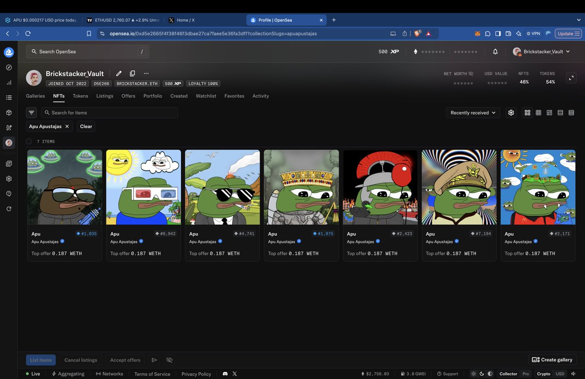 APUStacker's tweet image. I love my 7 Apu Apustaja NFTs and my 7 Apu Apustaja NFTs love me