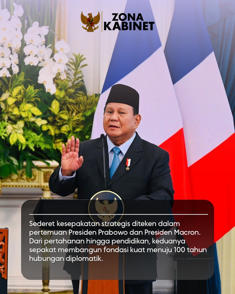 Michell38219448's tweet photo. Membangun hubungan diplomatik yang baik dengan presiden Macron
#PrabowoDiplomasiStrategis
Kemitraan Seratus Tahun https://t.co/70qcZyelvq