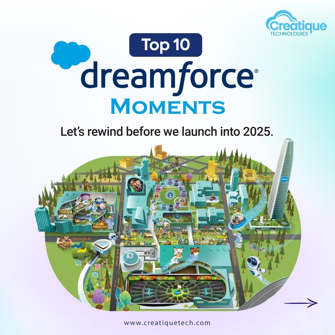 creatiquetech's tweet image. Top 10 Dreamforce Moments 🔥
From AI to epic keynotes — pure momentum.
Let’s rewind before we launch into 2025 🚀

#Dreamforce #Salesforce #CreatiqueTech #Top10DF