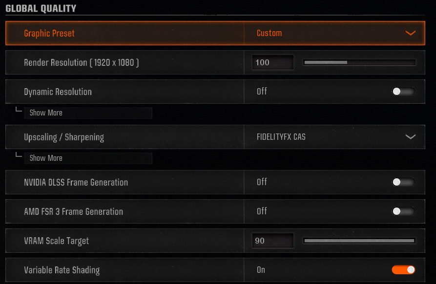 MasonReact's tweet photo. BEST SEASON 04 CALL OF DUTY #BlackOps6 GRAPHICS SETTINGS 📈 ( MAX FPS )

Apply these graphics settings after the season 04 update on Call of Duty Black Ops 6 to ensure you're getting the best FPS, better visual quality, and an overall smoother game 👇 https://t.co/8TDEZp1BUu