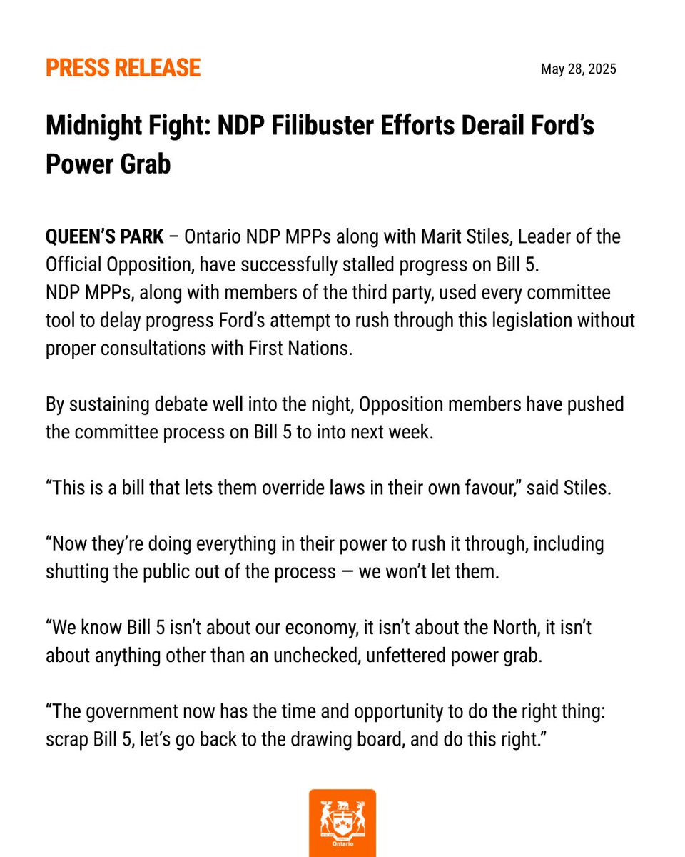 #BREAKING: "Midnight Fight: NDP Filibuster Efforts Derail Ford’s Power Grab"