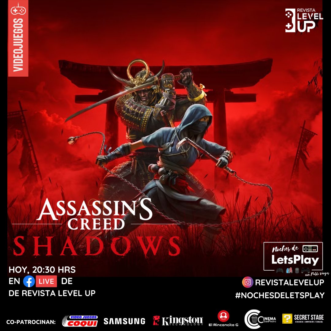 ¡Ya en vivo! ¡Regresamos con #AssassinsCreedShadows en nuestras #NochesDeLetsPlay en Revista Level Up! #HoyJugamos a uno de los mejores videojuegos del año. Comenta y comparte el streaming para participar de los sorteos. ¡Les esperamos! facebook.com/share/v/19bJbj…
