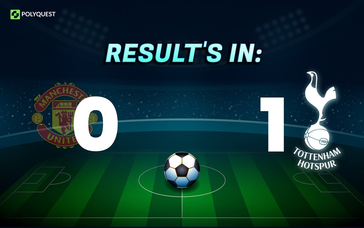 PolyquestSOL's tweet photo. Resultโs in! TOT 1 - 0 MU โฝ
Congrats to the Prediction GOATs of the final fixture: @Officialcench_ & @Prissylove_
Theyโll split the 0.5 $SOL prize pool
More pools coming
More chances to win
Will you get the next one right?
#POLYQUEST #PredictionMarket #Solana #SOON https://t.co/TB1MW9hlsx
