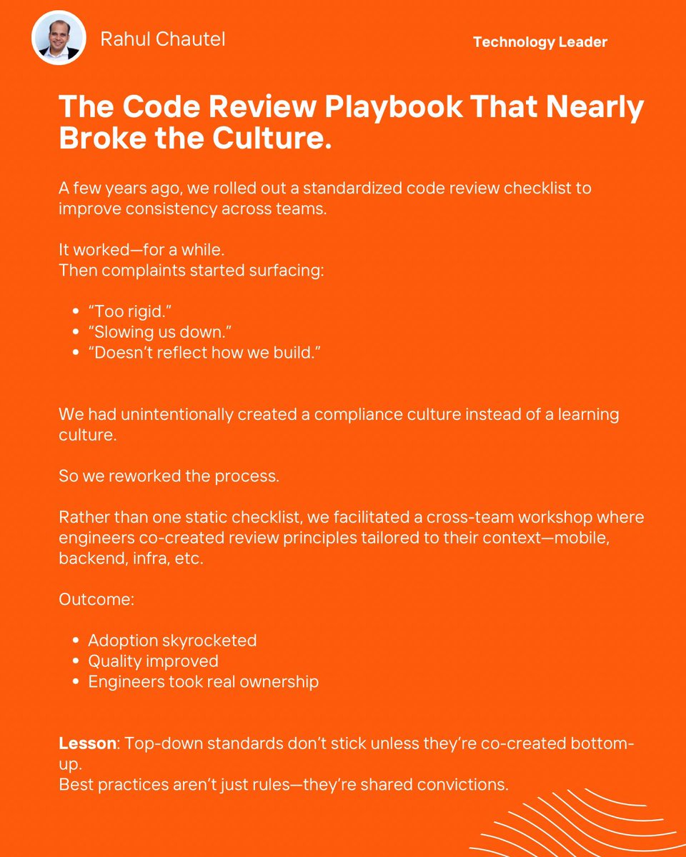 Here’s what happened when our code review checklist backfired. Curious how others are driving adoption of standards without killing velocity,how are you doing it in your teams?

👇 Drop your thoughts or lessons in the comments