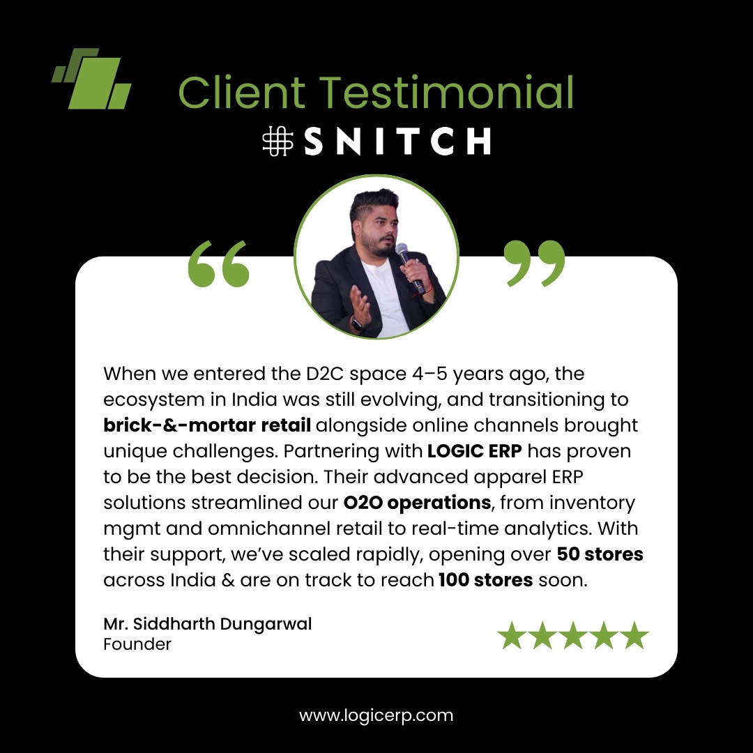Logicerp's tweet image. #Clienttestimonial | @snitchindia x @Logicerp

Mr. Siddharth Dungarwal, Founder - SNITCH, sharing valuable insights into how their business accelerated growth with implementation of LOGIC ERP omnichannel solution &amp;amp; apparel ERP software.

#SNITCHERP #OmnichannelERP #LOGICERP