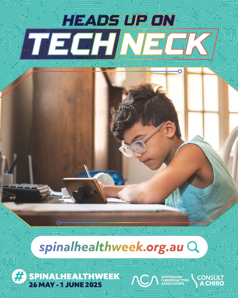📚📱 #Students using #smartphones for study are more likely to experience neck &amp; shoulder pain than those using them for other purposes.

💡 Limit screen time &amp; adjust your thinking this #SpinalHealthWeek (26 May – 1 June)!

Get the #HeadsUpOnTechNeck 👉 spinalhealthweek.org.au