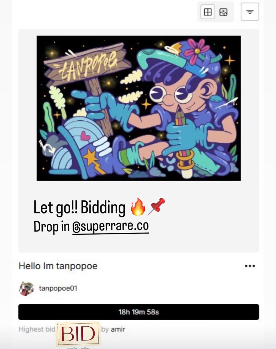 Let go bid!! Thank you @amir7
Link : superrare.com/tanpopoe01
—————————————————
Thank you for support my artwork 
————————————————-
#NFTs #NFTCommunity #NFTCollection #NFTCollectors #nft #NFTartist