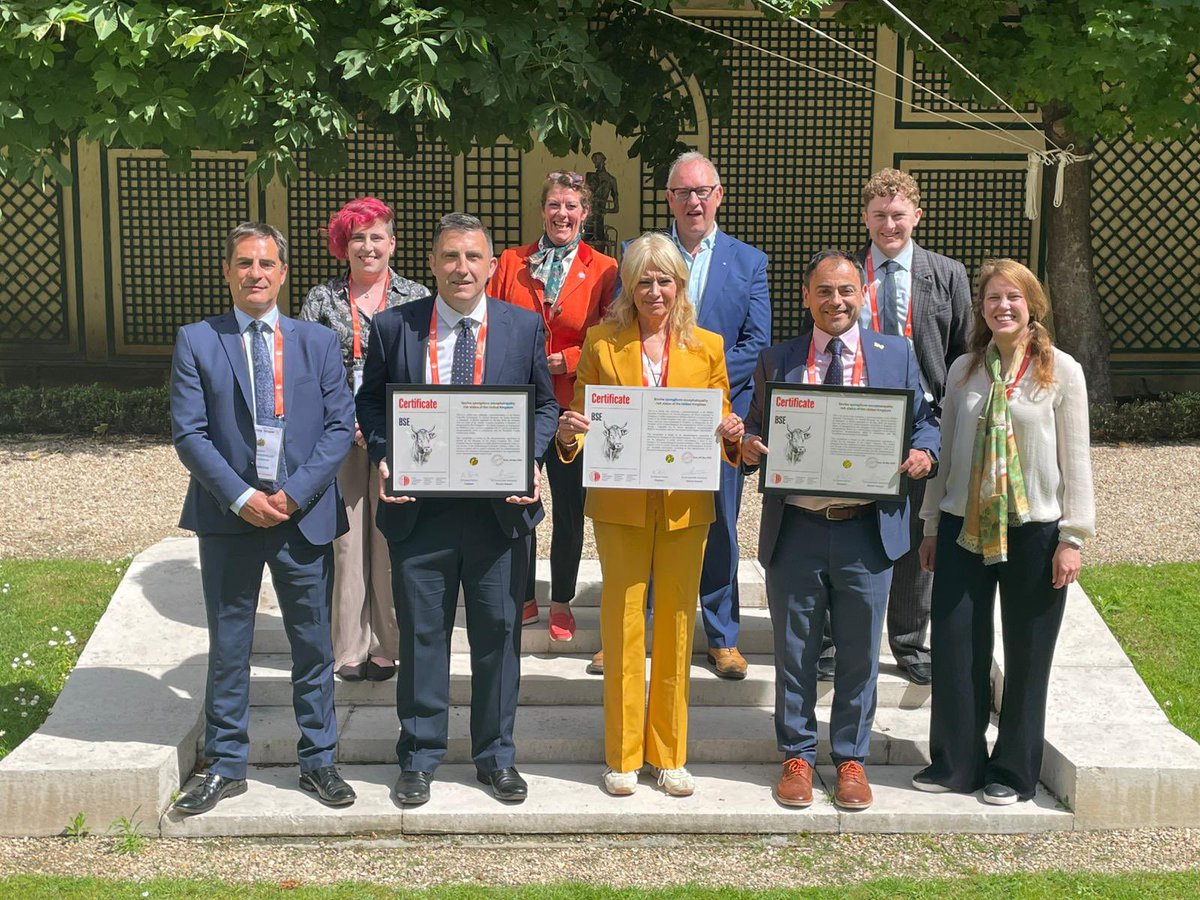 Christine Middlemiss 🇺🇦 (@chiefvetuk) on Twitter photo It’s official!! All of the UK is now recognised by <a href="/WOAH/">World Organisation for Animal Health</a> as negligible BSE status! A lot of hard work by a lot of people over a lot of years. <a href="/DefraGovUK/">Defra UK</a> <a href="/CVOScotland/">Sheila Voas</a> <a href="/ChiefVetNI/">Robert Huey</a> <a href="/CVOCymru/">Dr Richard Irvine</a> It’s official!! All of the UK is now recognised by <a href="/WOAH/">World Organisation for Animal Health</a> as negligible BSE status! A lot of hard work by a lot of people over a lot of years. <a href="/DefraGovUK/">Defra UK</a> <a href="/CVOScotland/">Sheila Voas</a> <a href="/ChiefVetNI/">Robert Huey</a> <a href="/CVOCymru/">Dr Richard Irvine</a>