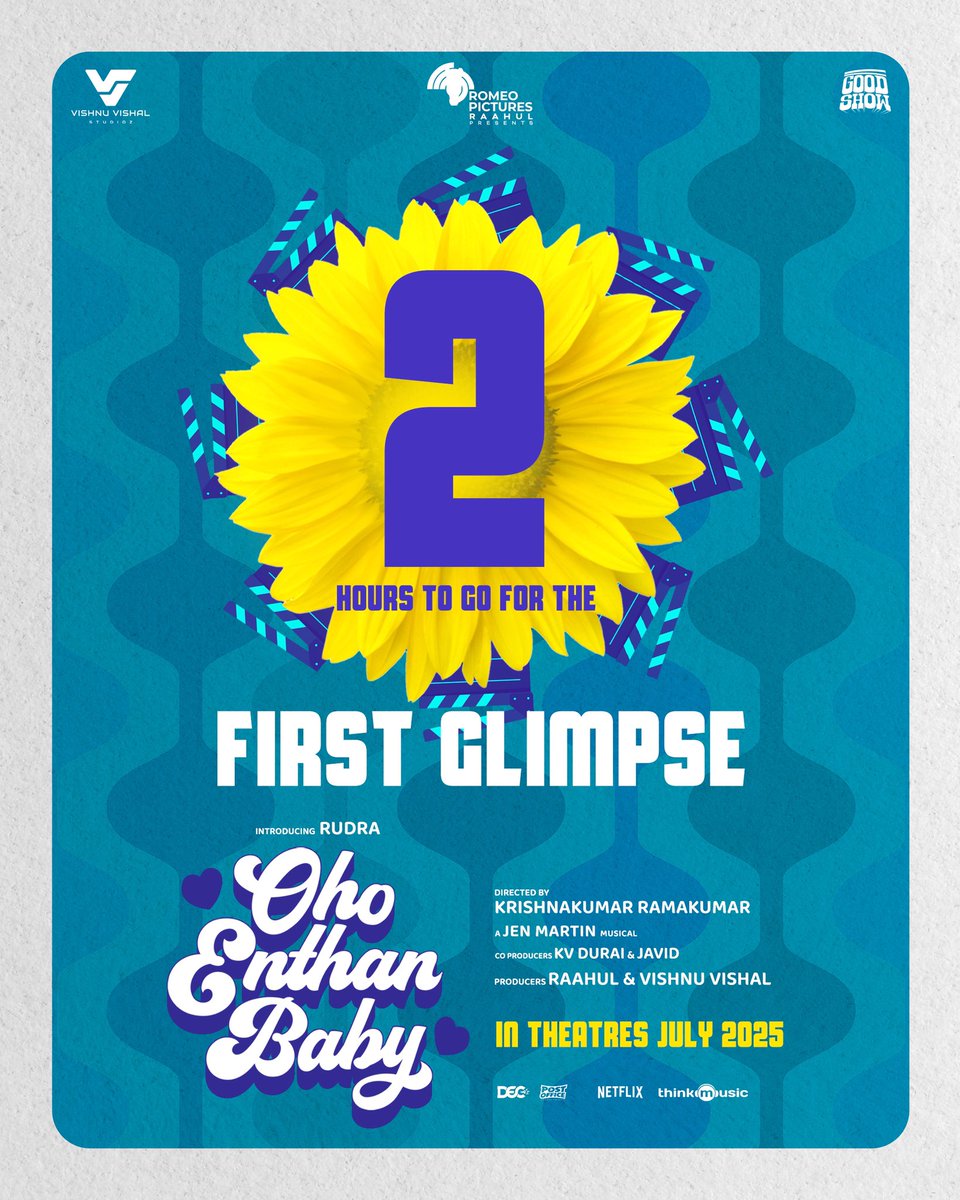 Vishnu Vishal Studioz (@vvstudioz) on Twitter photo Crazy, cheerful and cute at the same time. And it's almost time 🤌
The first glimpse from #OhoEnthanBaby lands at 5PM today!
#OEB
#OEBfromJuly
Directed by <a href="/Krishnakum25249/">Krishnakumar Ramakumar</a>.
Produced by - <a href="/VVStudioz/">Vishnu Vishal Studioz</a>
<a href="/TheVishnuVishal/">VISHNU VISHAL - VV</a> <a href="/Romeopictures_/">Romeo Pictures</a> <a href="/mynameisraahul/">raahul</a>
<a href="/TheActorRudra/">Rudra</a> <a href="/mipalkar/">Mithila Palkar</a> Crazy, cheerful and cute at the same time. And it's almost time 🤌
The first glimpse from #OhoEnthanBaby lands at 5PM today!
#OEB
#OEBfromJuly
Directed by <a href="/Krishnakum25249/">Krishnakumar Ramakumar</a>.
Produced by - <a href="/VVStudioz/">Vishnu Vishal Studioz</a>
<a href="/TheVishnuVishal/">VISHNU VISHAL - VV</a> <a href="/Romeopictures_/">Romeo Pictures</a> <a href="/mynameisraahul/">raahul</a>
<a href="/TheActorRudra/">Rudra</a> <a href="/mipalkar/">Mithila Palkar</a>