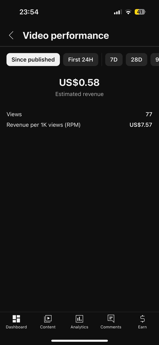 OIntropreneur's tweet photo. 0 → $1M YouTube Automation Challenge

DAY 1

Videos Uploaded: 2

Revenue: $5.5

Spent most of the day writing video scripts so that we have consistent uploads for the rest of the week. Not too much happened in terms of views but 2 main updates:

On the 1 monetised channel I changed the niche of the videos (into a more USA elderly based audience) and looks like RPM is sitting at $8 which should hopefully rise to around $12 after a few more uploads. (1st picture)

Another channel doing really well and is getting approx 3k views per day but not monetised yet (has a 98% USA audience but 70% tv viewers so just need 300 or so more subscribers which should be achieved in next 20 days) 2nd picture.

3rd had a TT account which was in creativity programme thought I may as well upload 2 videos on there and made $4.50 so may keep that up while yt channels are still getting monetised as only takes 10 mins and gets some revenue.