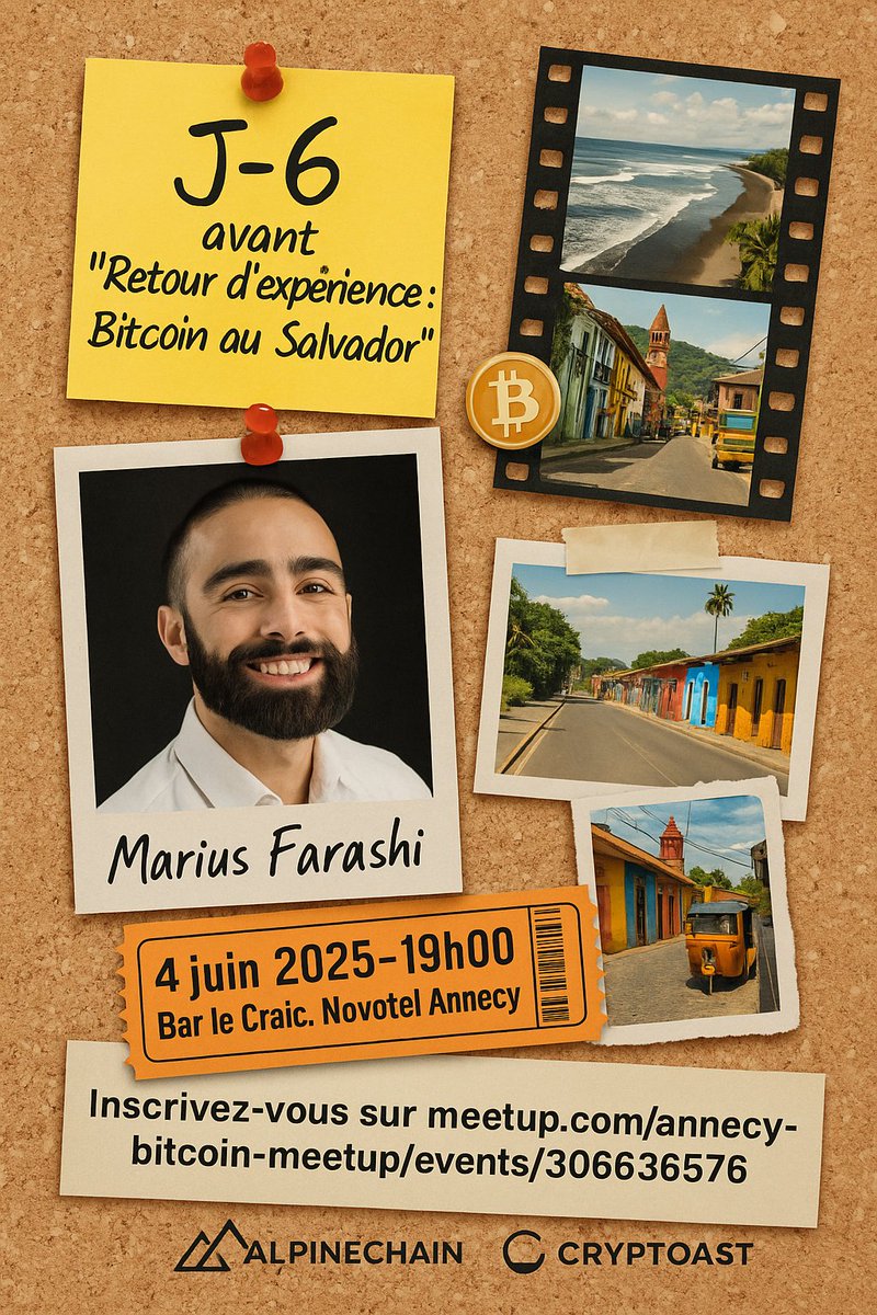 Annecy Bitcoin (@annecybitcoin) on Twitter photo 🚨 J–6 avant l’événement Bitcoin de fin de l’année !
🎥 Marius Farashi dévoile son immersion au Salvador
📅 4 juin • 19h @ Bar le Craic, <a href="/NovotelAnnecy/">Novotel_Annecy</a>
🔗 Je m’inscris → meetup.com/annecy-bitcoin…
#Bitcoin #Annecy #Cryptoast 🚨 J–6 avant l’événement Bitcoin de fin de l’année !
🎥 Marius Farashi dévoile son immersion au Salvador
📅 4 juin • 19h @ Bar le Craic, <a href="/NovotelAnnecy/">Novotel_Annecy</a>
🔗 Je m’inscris → meetup.com/annecy-bitcoin…
#Bitcoin #Annecy #Cryptoast