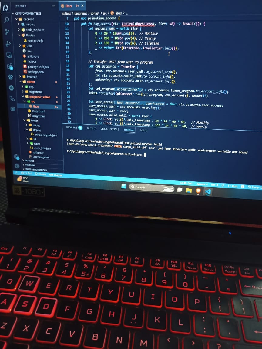 askbunnyyy's tweet photo. Just ran a Rust smart contract.
Terminal said:
 error: can't get home directory path
Me: "Same bro, same." 🫠
#Solana #RustLang #anchorframework https://t.co/84DMgNOnBf