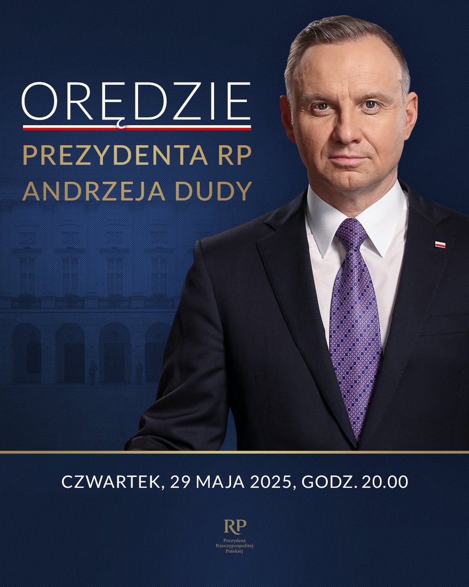 Dziś o godz. 20.00 orędzie Prezydenta RP <a href="/AndrzejDuda/">Andrzej Duda</a>. 🇵🇱