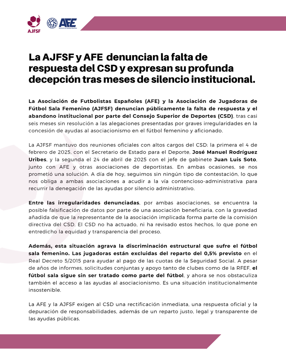📄| Comunicado de la AJFSF y <a href="/afefutbol/">AFE</a>.