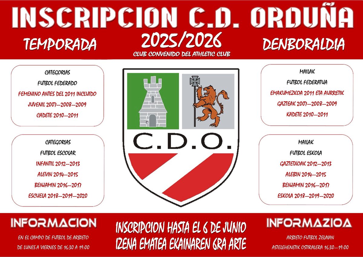 ✍️ Abierto el plazo de inscripción para la temporada 2025/2026🔴