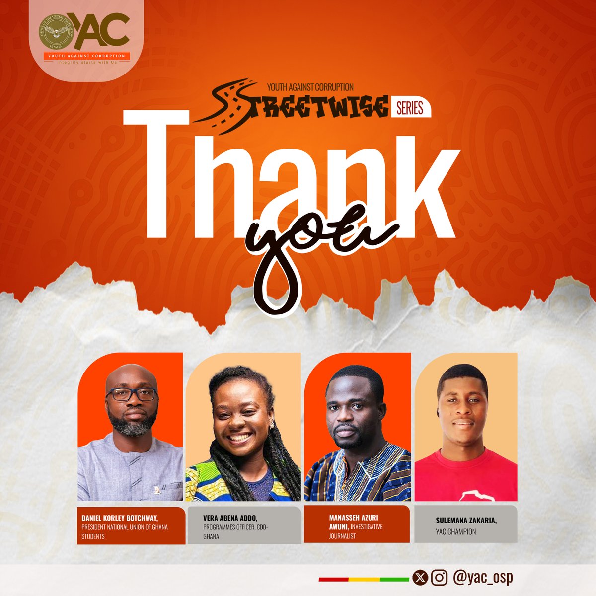 Youth Against Corruption Ghana (@yac_osp) on Twitter photo 🥳Big shoutout to our incredible speakers and to you for making #yac_osp Streetwise a major success! Your voices are shaping a corruption-free future! Stay tuned—this movement is just getting started! #YouthAgainstCorruption <a href="/Manasseh_Azure/">Manasseh Azure Awuni</a> <a href="/addovera/">Maabena 🇬🇭</a> <a href="/princebarak2/">Sulemana Barak Zakaria</a> <a href="/dkbotchway/">Daniel Korley Botchway</a> 🥳Big shoutout to our incredible speakers and to you for making #yac_osp Streetwise a major success! Your voices are shaping a corruption-free future! Stay tuned—this movement is just getting started! #YouthAgainstCorruption <a href="/Manasseh_Azure/">Manasseh Azure Awuni</a> <a href="/addovera/">Maabena 🇬🇭</a> <a href="/princebarak2/">Sulemana Barak Zakaria</a> <a href="/dkbotchway/">Daniel Korley Botchway</a>