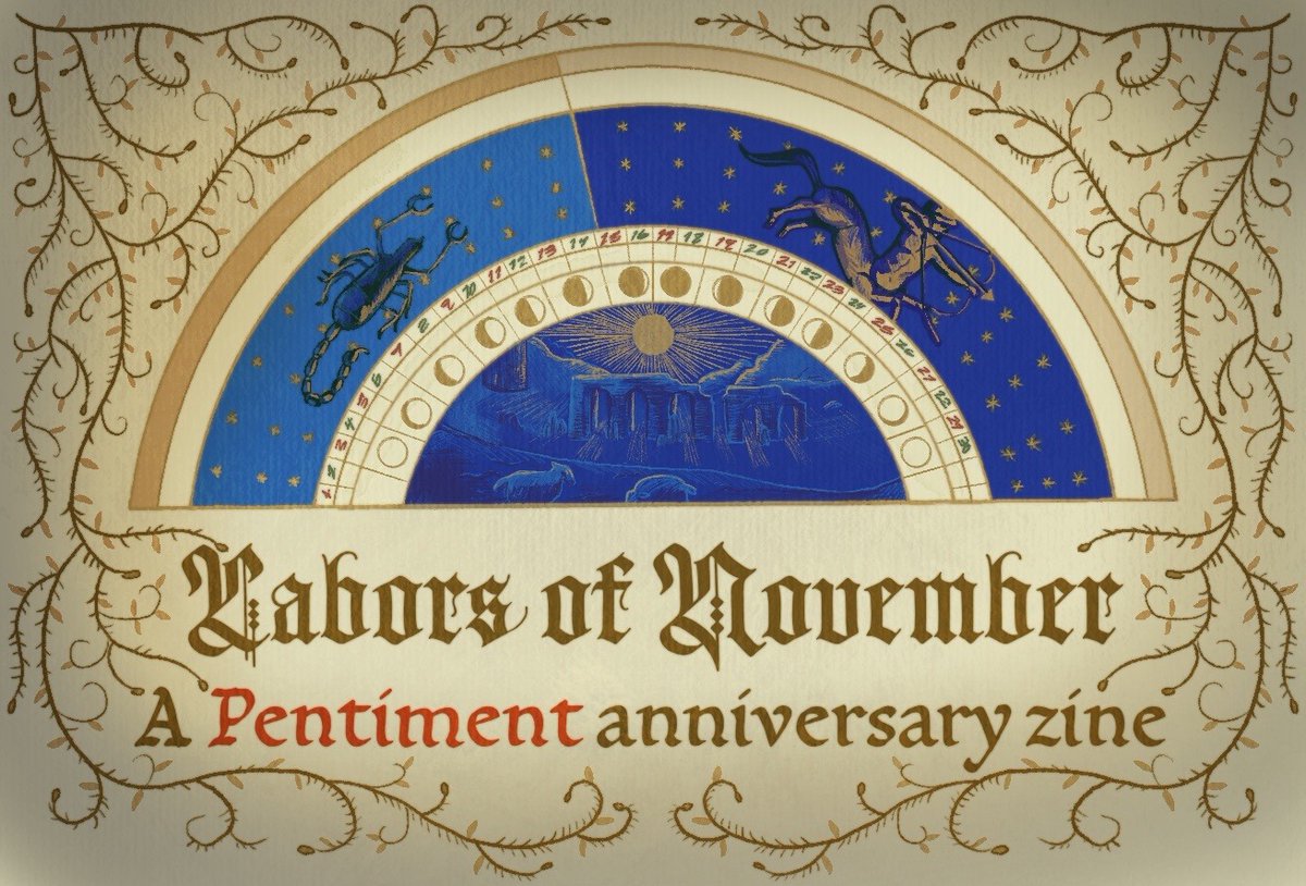 PalimpsestZine's tweet image. Last year, our love for Pentiment took shape in Palimpsest—a fanzine that celebrated the game. This year we will add another chapter to our collective tribute: a fall-winter themed sequel. Which will be released on November 15th.
Contributor applications will open in June!