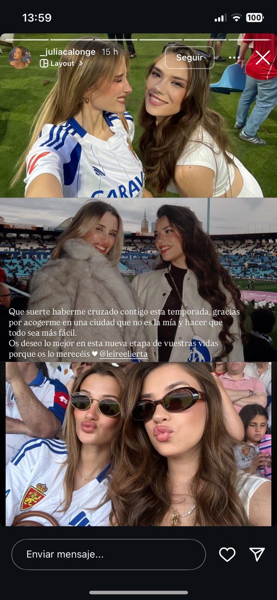 Como no he visto nada por aquí, después de la despedida de La Romareda la novia de Pau Sans subió esto: