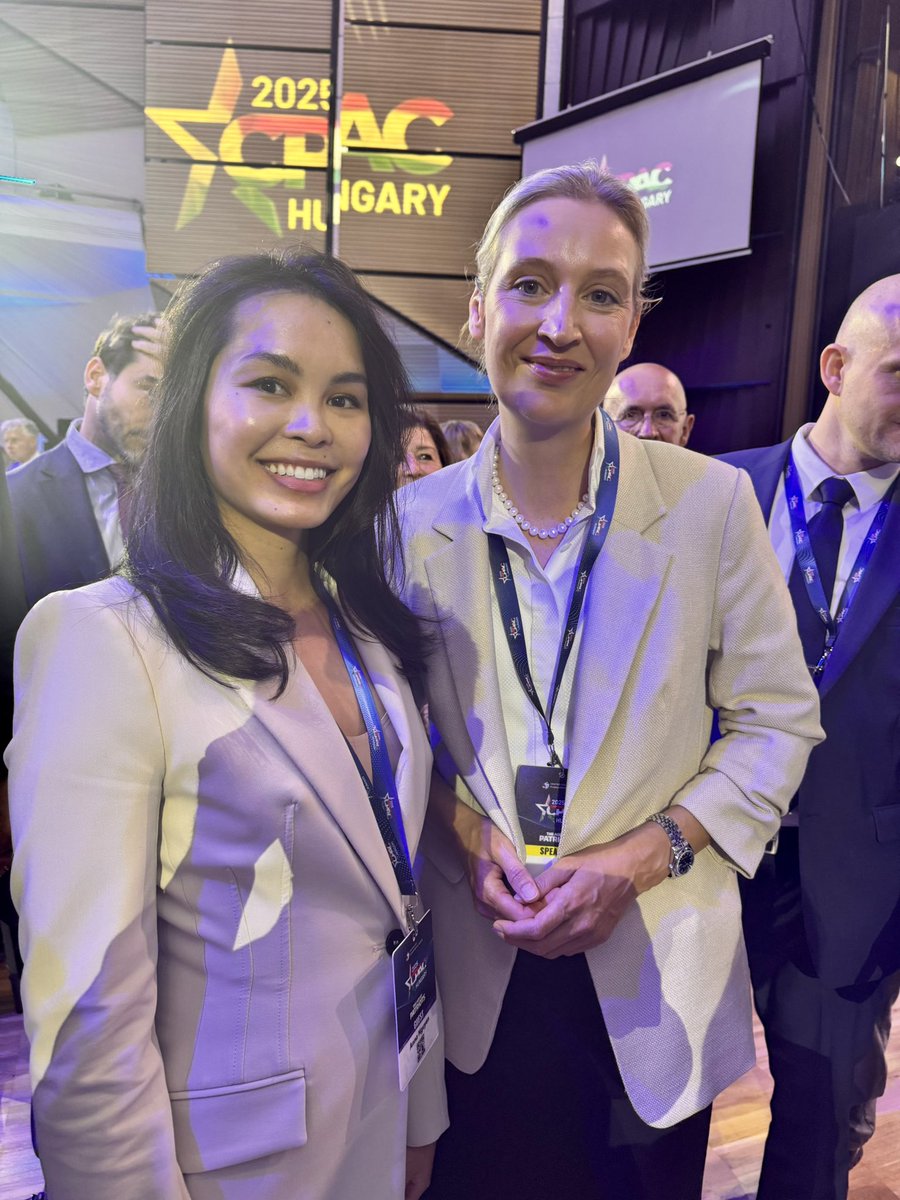 Anna Nguyen, MdL (@nguyen_afd) on Twitter photo Auch <a href="/Alice_Weidel/">Alice Weidel</a> ist bei der CPAC Hungary und wird später an einer Podiumsdiskussion teilnehmen!
Auf die Gefahr hin, dass ich wieder im VS-Bericht erwähnt werde: #AlicefuerDeutschland #AfD Auch <a href="/Alice_Weidel/">Alice Weidel</a> ist bei der CPAC Hungary und wird später an einer Podiumsdiskussion teilnehmen!
Auf die Gefahr hin, dass ich wieder im VS-Bericht erwähnt werde: #AlicefuerDeutschland #AfD
