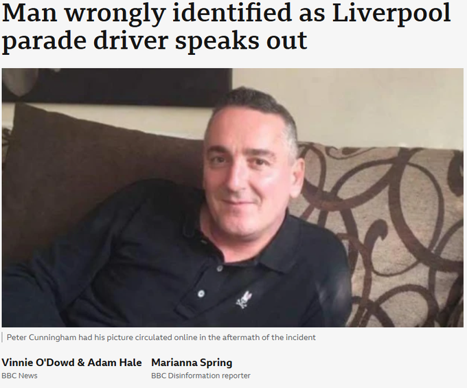 UnityNewsNet's tweet photo. The BBC's 'disinformation specialist' Marianna Spring  is running with this story calling out 'misinformation'.

We never once saw this guy's image anywhere.

Have you? https://t.co/lhkTPCjhEZ
