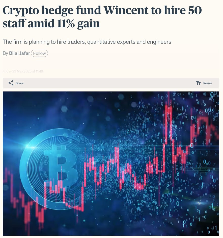 Wincent (@wincent_co) on Twitter photo Thanks to <a href="/bilaljafar00/">Bilal Jafar</a> at <a href="/FinancialNews/">Financial News</a> for covering Wincent’s next phase of growth.
We’re expanding across trading, quant research, and engineering. If you want to build at the frontier of digital asset markets, let’s talk.
Big moves ahead as we execute on our 2025 Thanks to <a href="/bilaljafar00/">Bilal Jafar</a> at <a href="/FinancialNews/">Financial News</a> for covering Wincent’s next phase of growth.
We’re expanding across trading, quant research, and engineering. If you want to build at the frontier of digital asset markets, let’s talk.
Big moves ahead as we execute on our 2025