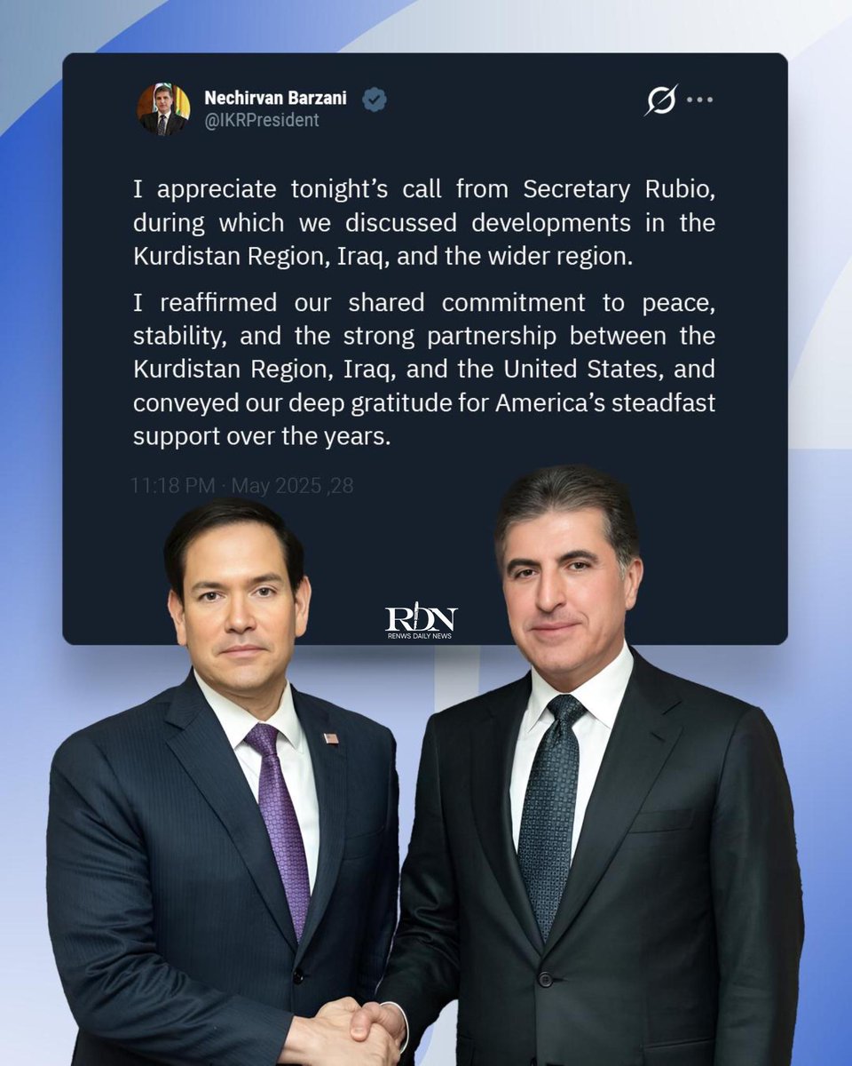 Hallobarzani007's tweet photo. @SecRubio @IKRPresident
#RDN #Necirvanbarzani #USA https://t.co/LMOHxXAmyp