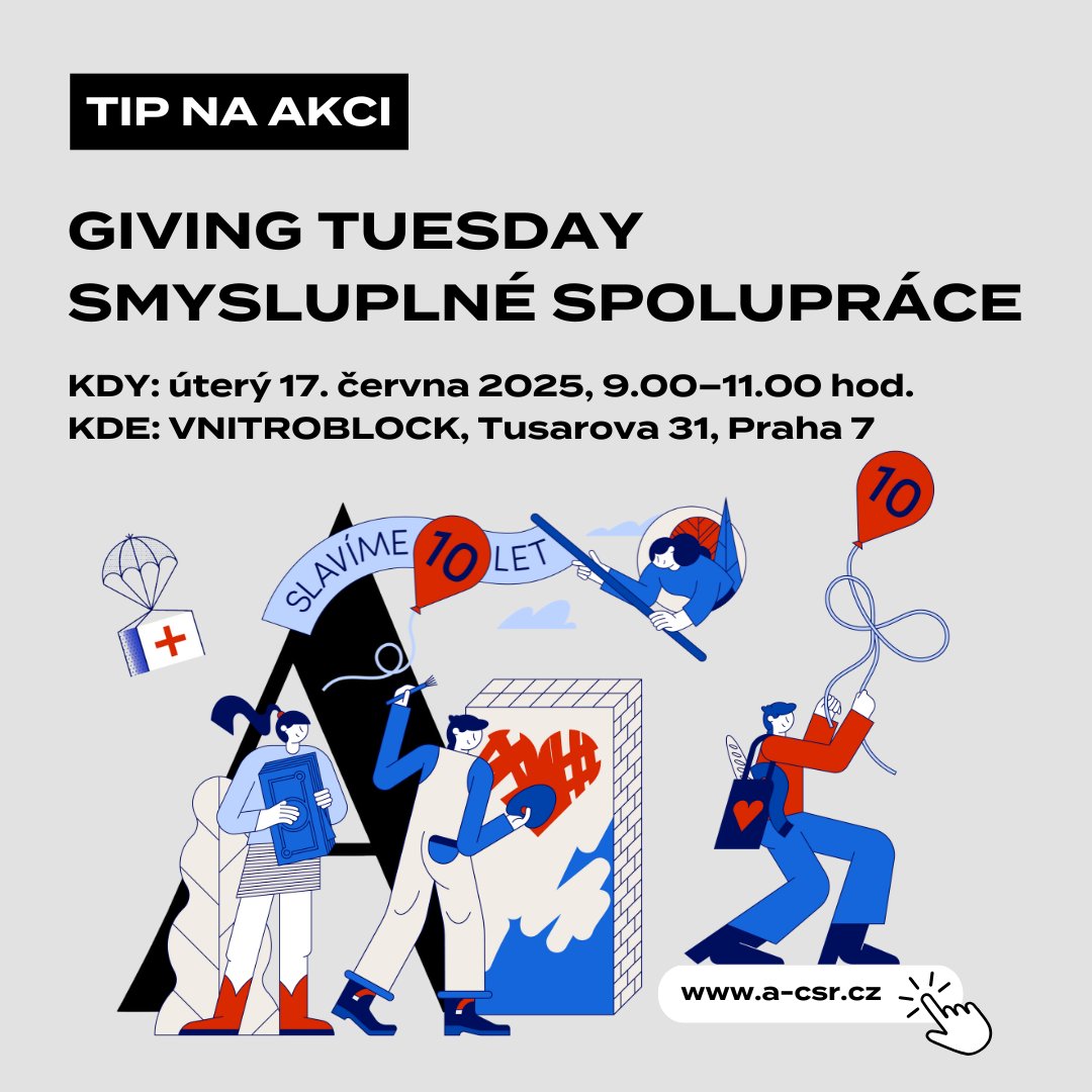 Tip na event: <a href="/GivingTuesdayCZ/">Giving Tuesday Česko</a> a smysluplné spolupráce
Štědré úterý letos slaví 1O let v Česku. U této příležitosti pořádáme inspirativní snídani pro firmy. Přijďte nasát inspiraci, příklady z praxe a nápady na originální firemní výzvy.
spolecenskaodpovednost.cz/akce/giving-tu…