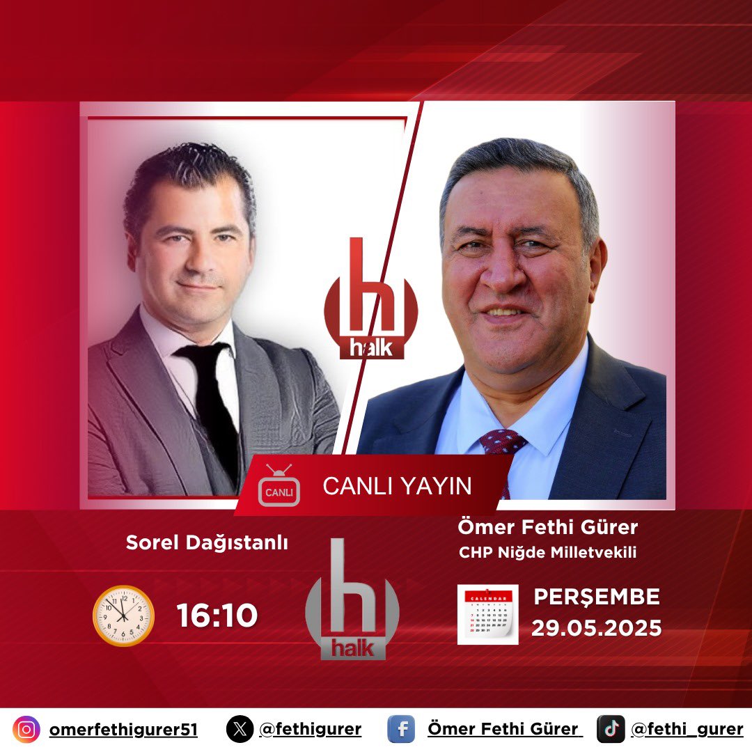 Bugün saat 16.00 da sonra Sorel Dağıstanlı(<a href="/soreldagistanli/">sorel dagistanli</a>) ile Halk Tv’deyiz.