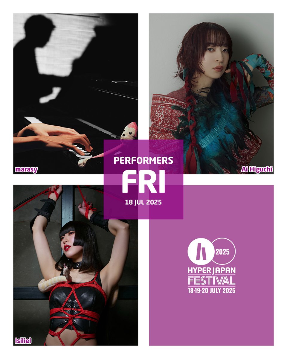 HYPERJAPANevent's tweet image. New performers! We’re kicking off the festival with a powerful opening day filled with musical talent from Japan and the UK🤩 Check out their performances, all included with your ticket 🎟️
Buy tickets: hyperjapan.co.uk/tickets/
Find out more: hyperjapan.co.uk/festival/perfo…