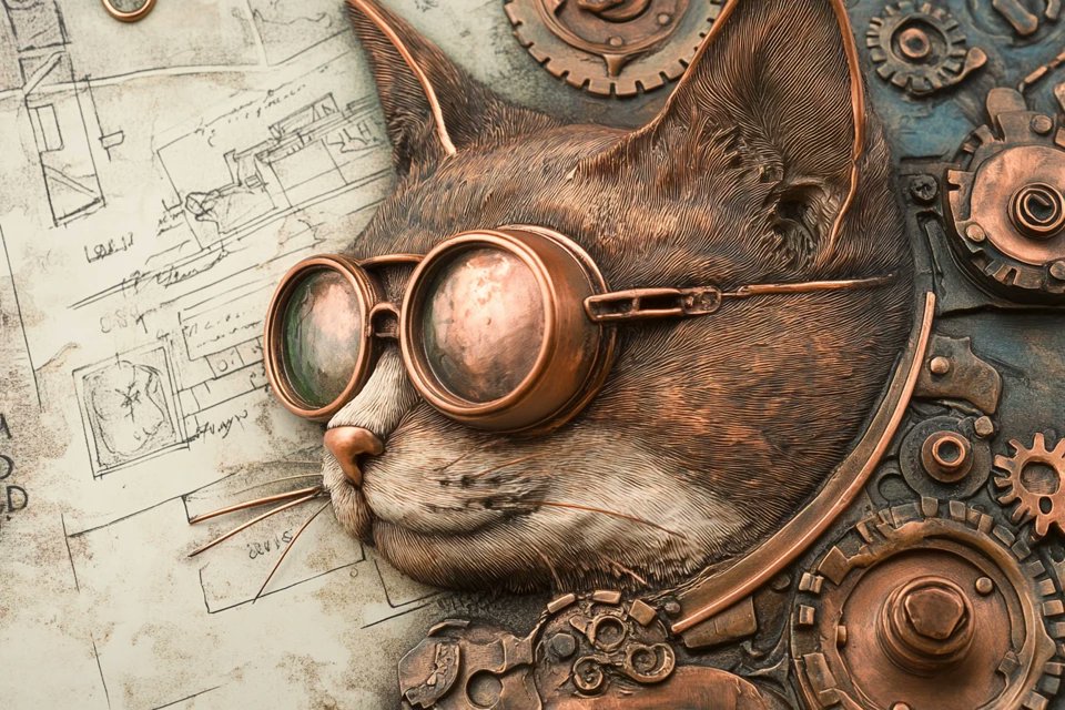 azed_ai's tweet photo. Prompt share: Steampunk

💬Prompt:
A steampunk etching of a [subject], illustrated with intricate copper gears, brass fittings, and engraved textures. Accented with oxidized [color1] and [color2] patinas, the background shows parchment blueprints and steam vents.

Check ATLs for inspiration ✨