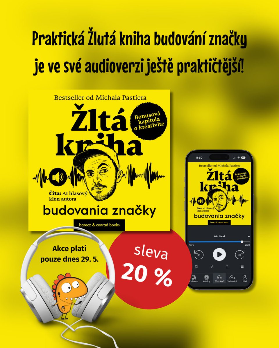 Bestseller od Michala Pastiera jako audiokniha je tady!
Jenom dnes s 20% slevou 🔥
go.audiolibrix.com/zlta-kniha
Ti, kdo drželi v ruce fyzickou knihu, vědí, že nosit s sebou 600 stran není žádná legrace. Proto je skvělé, že si audioknihu můžete poslechnout ihned, kdekoliv a kdykoliv!