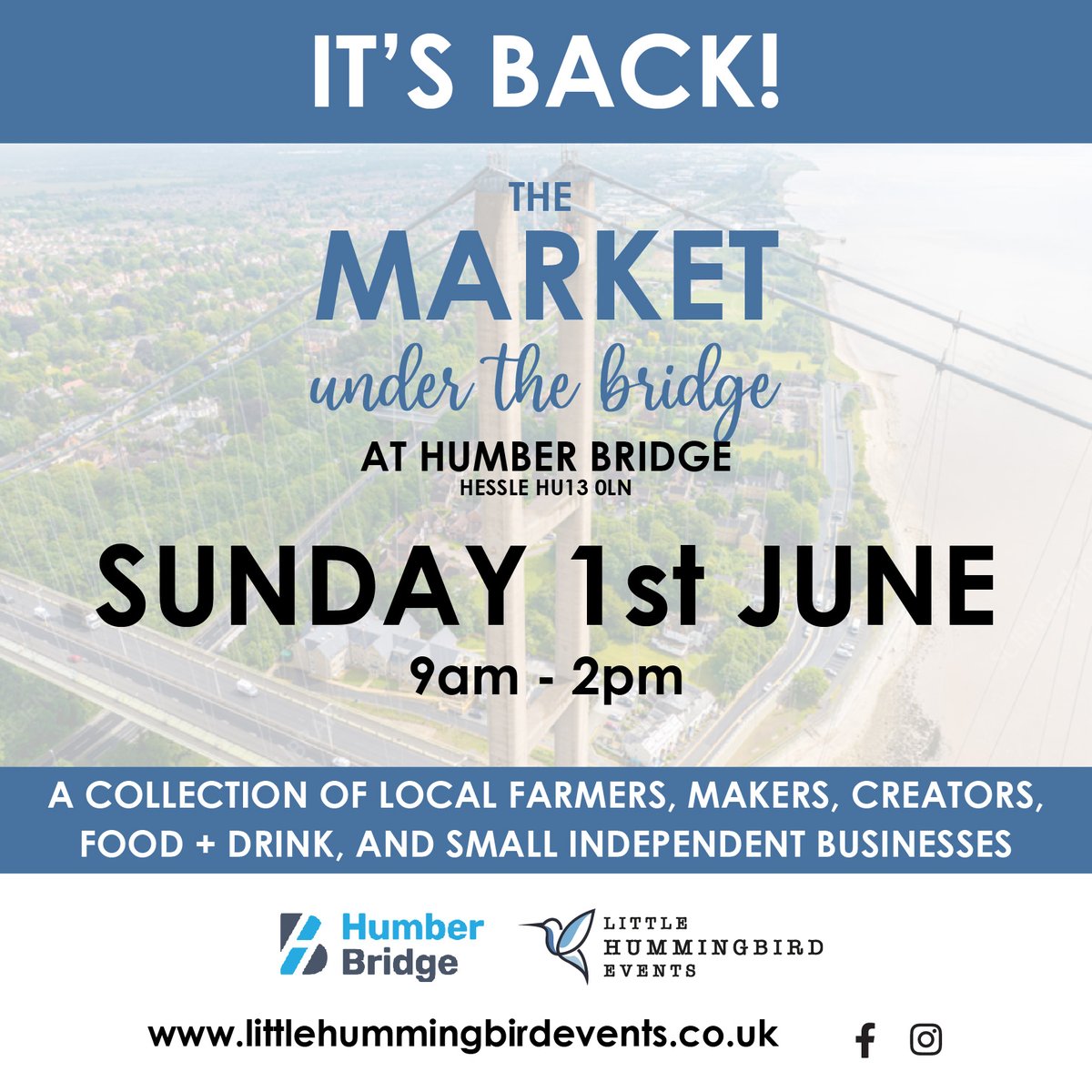 We'll be at the Humber Bridge market on Sunday 9am to 2pm with our full range of bottle conditioned real ale. Hope to see you there.