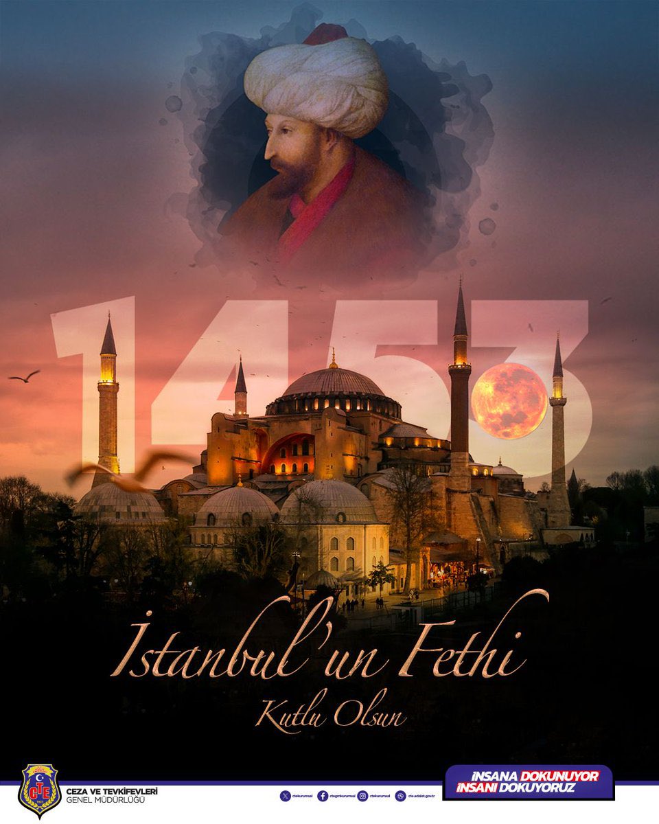 #İstanbul, inancın, kararlılığın ve stratejinin zaferidir!

29 Mayıs 1453’te sadece bir şehir değil, bir çağ fethedildi.

Çağ açıp çağ kapatan bu büyük zaferin yıl dönümünde, Sultanü'l-Berreyn ve Hakanü'l-Bahreyn Fatih Sultan Mehmet Han'ı ve şanlı ordusunu saygıyla yâd ediyoruz.