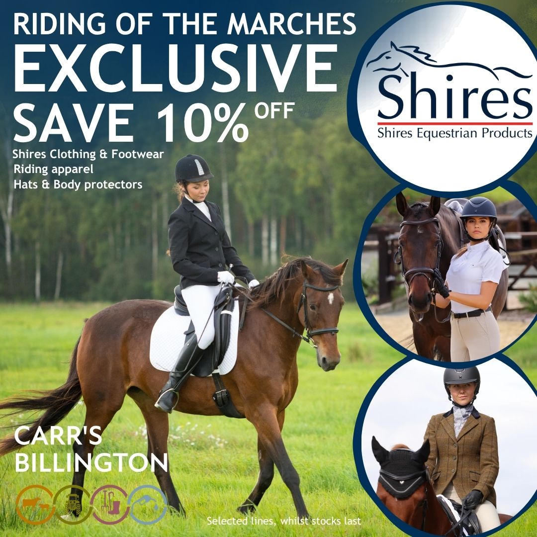 Get 10% off Riding Hats, Body protectors, Riding Boots, Competition Jackets, Stock Shirts &amp; other apparel. 🐎👢

Exclusive at Penicuik &amp; Jedburgh Carr’s Billington, ends 30/6/25

#CarrsBillington #RidingOfTheMarches #Shires #CountryStyle #EquestrianStyle #LimitedOffer