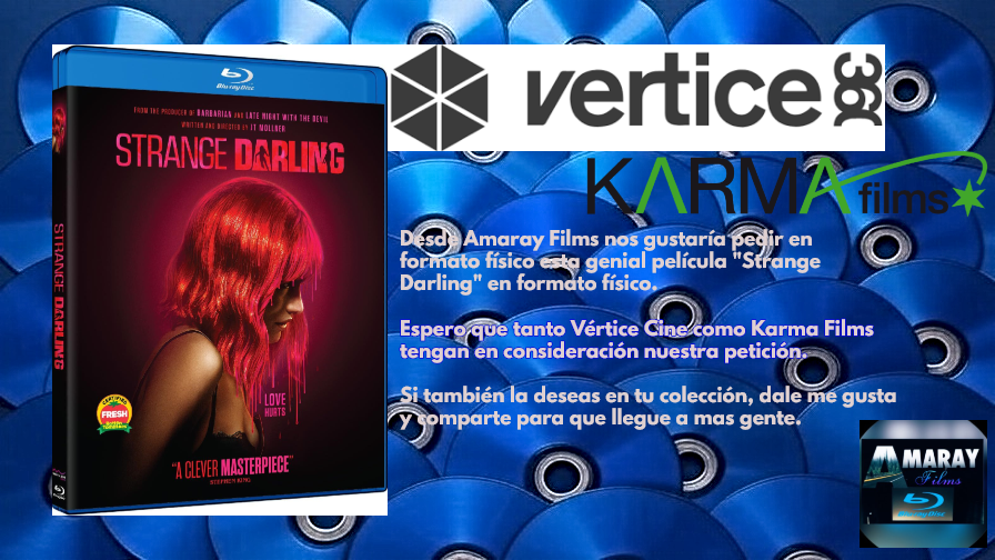 ‼️Como nos gusta pedir películas en este perfil, desde hoy tomo la decisión de solicitar en formato físico  "Strange Darling" (2024), no puede quedarse solo en una plataforma digital. Espero que <a href="/Vertice360/">Vertice360Spain</a> / <a href="/karmafilms/">Karma Films</a> la puedan negociar. Da me gusta y comparte 🙏📀