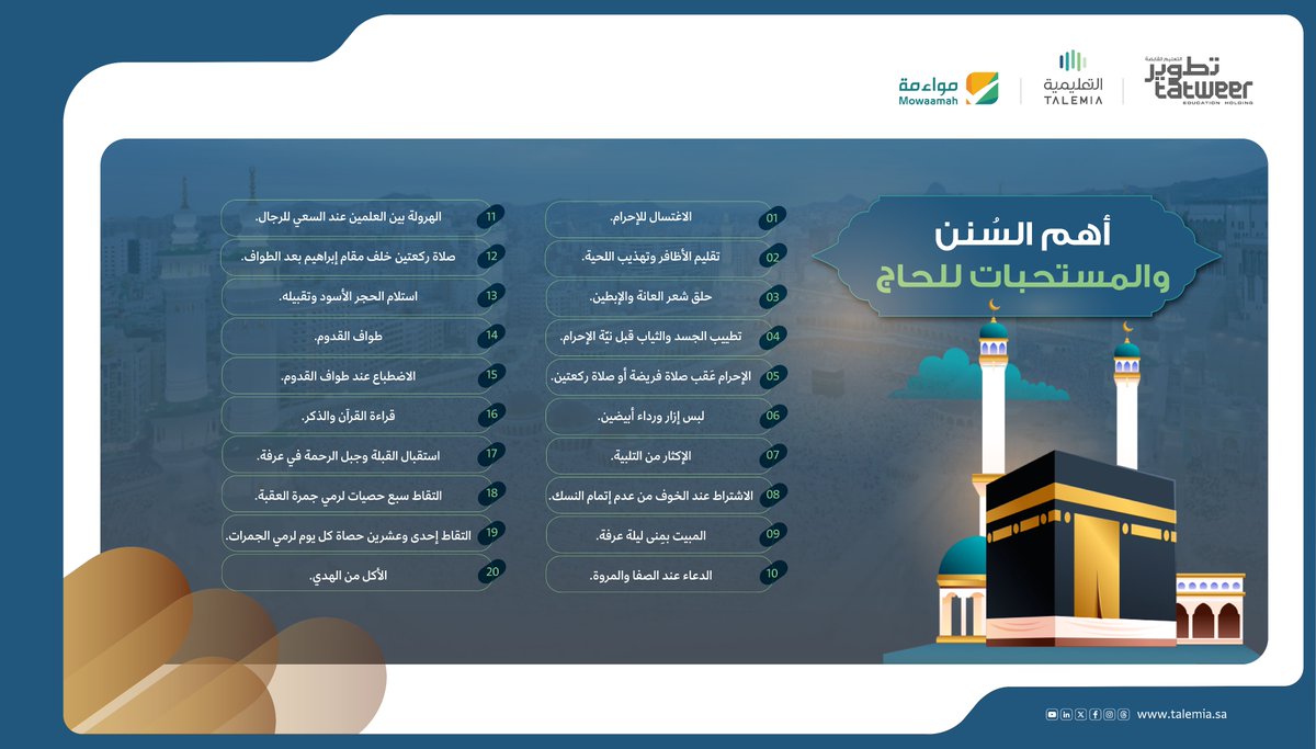 أهم السُنن والمستحبات للحاج

#التعليمية