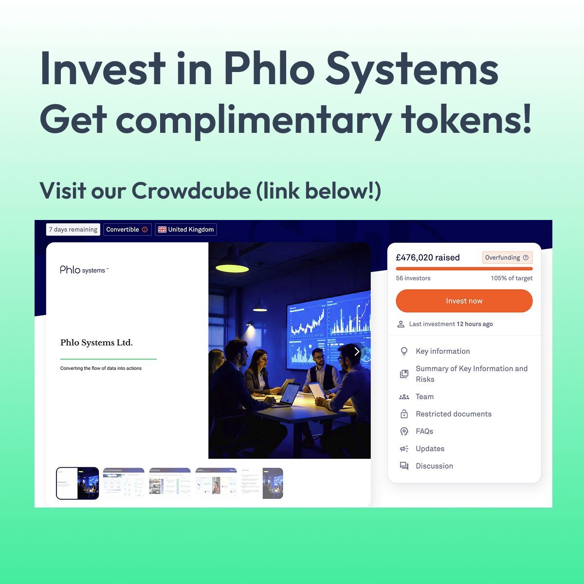 xPhlo2025's tweet image. ONE DAY REMAINING to invest in Phlo Systems - a leader in AI-powered SaaS-based software solutions. You&apos;ll receive complimentary xPhlo tokens.
Learn more: xPhlo.com
Invest Today:crowdcube.com/phlosystems/pi… 
#Crowdcube #TradeFinance #Blockchain #InvestmentOpportunity