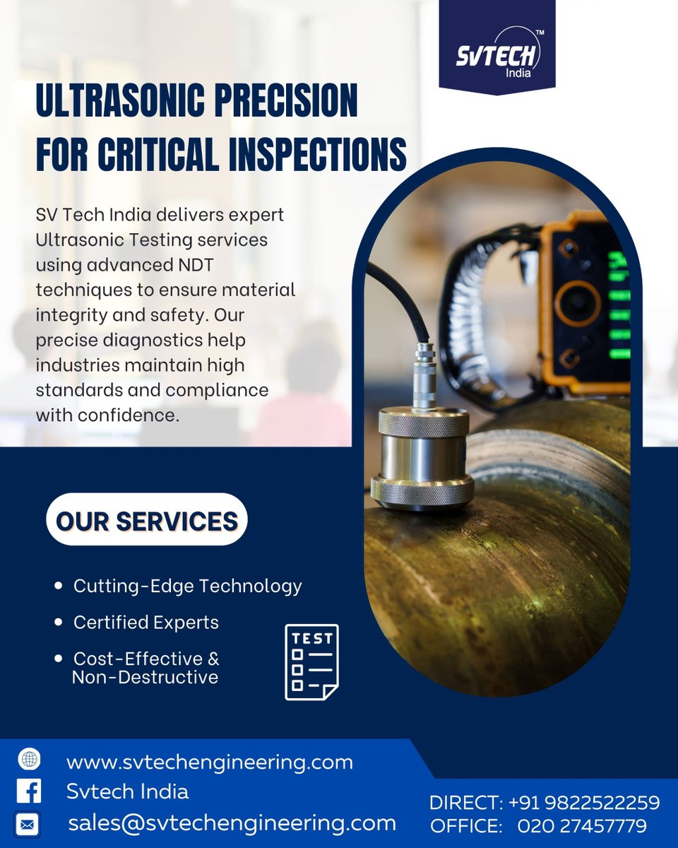 SVTech_India's tweet image. ULTRASONIC PRECISION FOR CRITICAL INSPECTIONS 

Phone: +91 9822522259 / +91 9096135909
Email: sales@svtechengineering.com
Website: svtechengineering.com

#SVTech #pune #mumbai #maharashtra #marathi #india #ig #delhi #construction #architecture #design #building #welding #welder