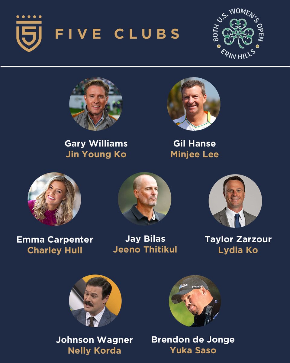 5ClubsGolf's tweet photo. Our picks for @uswomensopen &amp; @MemorialGolf 

@Garywilliams1Up | @JayBilas | @johnson_wagner | @BrendonDeJonge | @emmmacarpenter | @TitansTZ | Gil Hanse https://t.co/emmMrhrt4N