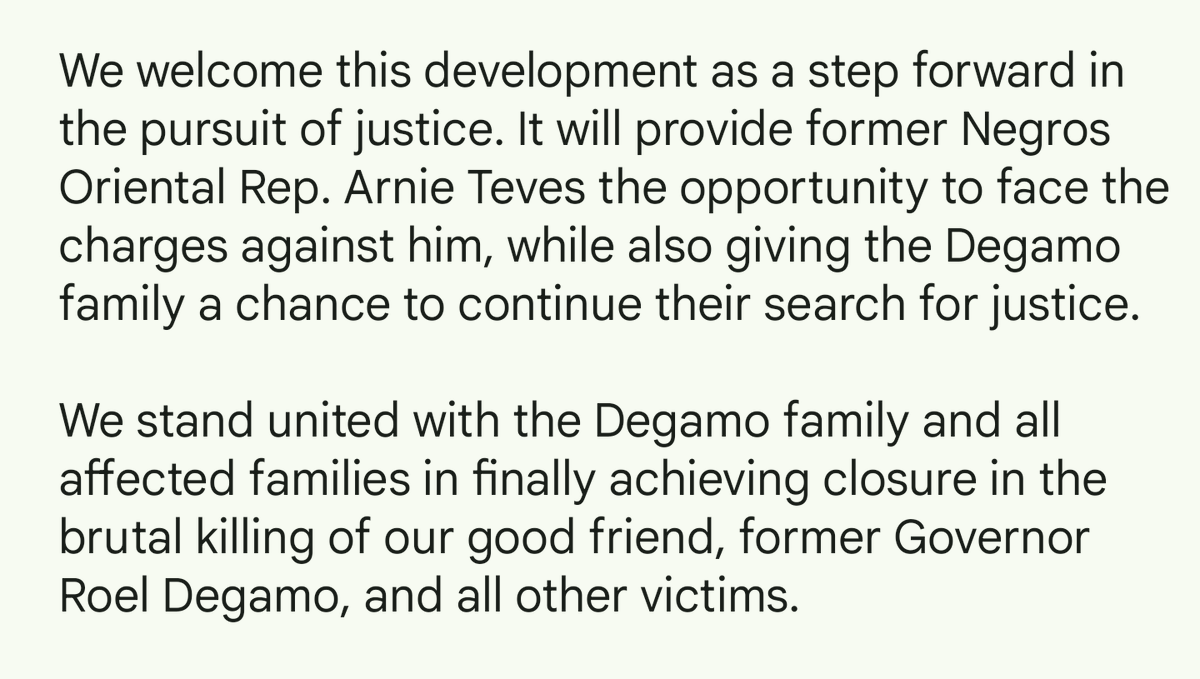 Sen Joel Villanueva re Teves Deportation

"We welcome this development as a step forward in the pursuit of justice. It will provide former Negros Oriental Rep. Arnie Teves the opportunity to face the charges against him.."<a href="/dwiz882/">DWIZ Newscenter</a>