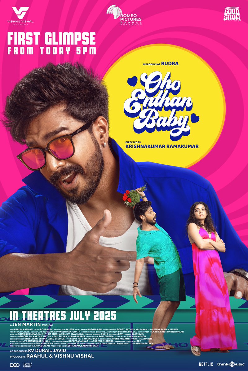 Vishnu Vishal Studioz (@vvstudioz) on Twitter photo Get ready to dive into the feels ❤️
The First Glimpse of #OhoEnthanBaby drops today at 5PM!
#OEB
#OEBfromJuly
Directed by <a href="/Krishnakum25249/">Krishnakumar Ramakumar</a>.
Produced by - <a href="/VVStudioz/">Vishnu Vishal Studioz</a>
<a href="/TheVishnuVishal/">VISHNU VISHAL - VV</a> <a href="/Romeopictures_/">Romeo Pictures</a> <a href="/mynameisraahul/">raahul</a>
<a href="/TheActorRudra/">Rudra</a> <a href="/mipalkar/">Mithila Palkar</a> <a href="/DirectorMysskin/">Mysskin</a>
@jenmartinmusic Get ready to dive into the feels ❤️
The First Glimpse of #OhoEnthanBaby drops today at 5PM!
#OEB
#OEBfromJuly
Directed by <a href="/Krishnakum25249/">Krishnakumar Ramakumar</a>.
Produced by - <a href="/VVStudioz/">Vishnu Vishal Studioz</a>
<a href="/TheVishnuVishal/">VISHNU VISHAL - VV</a> <a href="/Romeopictures_/">Romeo Pictures</a> <a href="/mynameisraahul/">raahul</a>
<a href="/TheActorRudra/">Rudra</a> <a href="/mipalkar/">Mithila Palkar</a> <a href="/DirectorMysskin/">Mysskin</a>
@jenmartinmusic