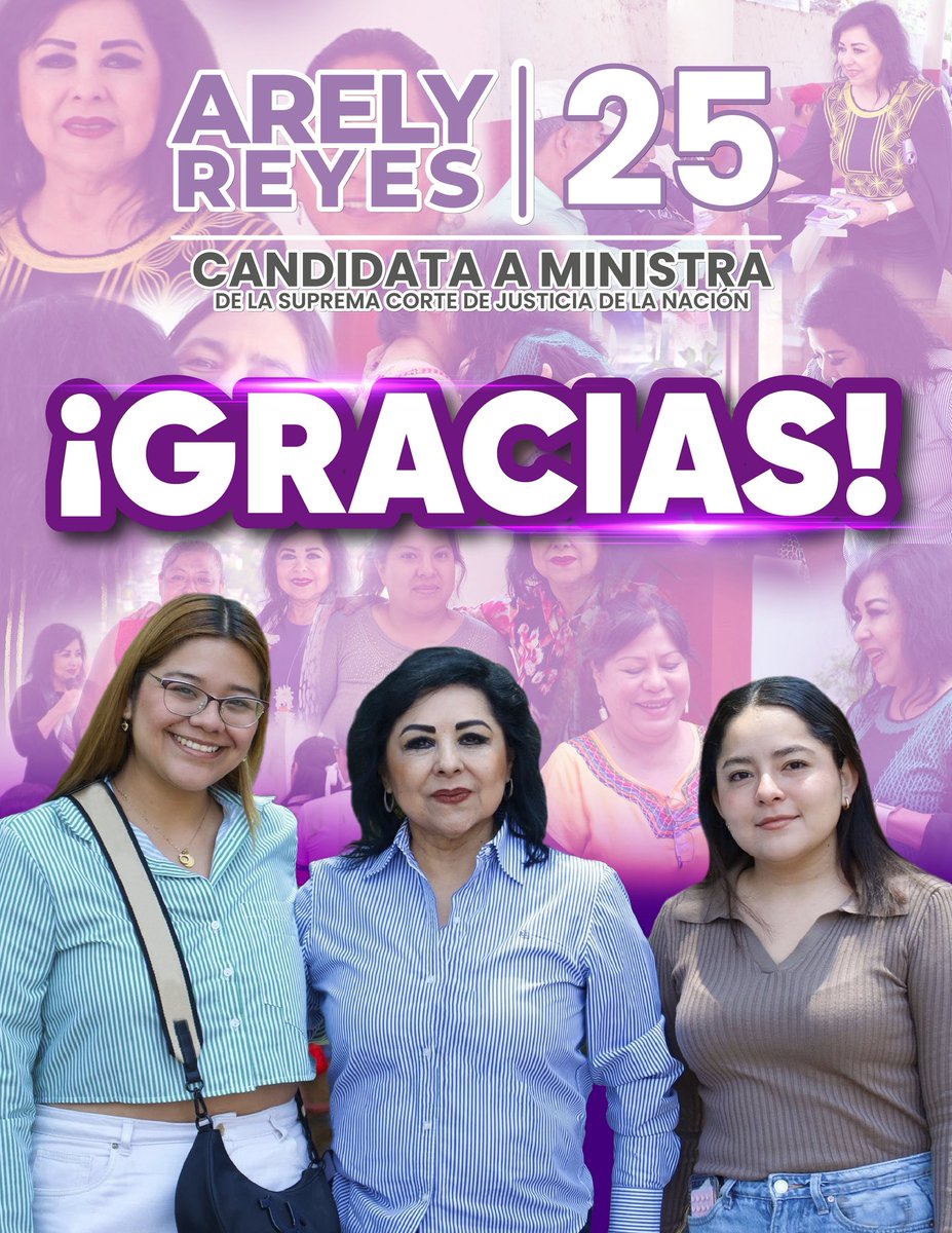 No queda más que agradecerles a todas y todos.

¡Pronto nos veremos en la Suprema Corte! 💜

#Arely25