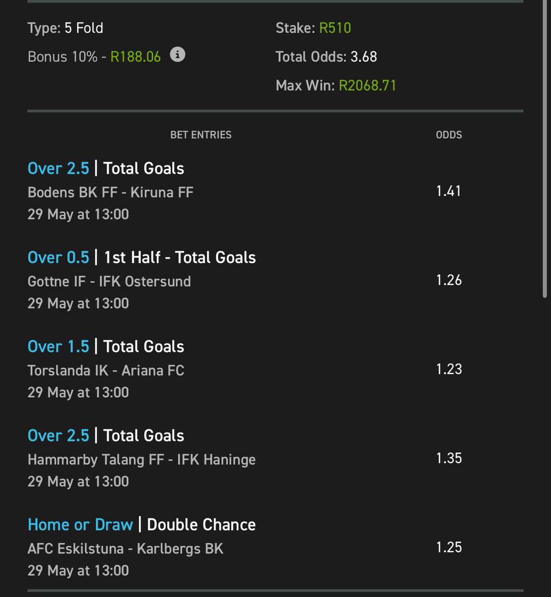king punter Sports ๐ (@alicklu96334248) on Twitter photo 4 odds on <a href="/Easybet_SA/">Easybet South Africa</a>
๐ฐ๏ธkick off ๐๐ฝ13:00
๐ Bet slip code ๐๐ฝ245156
โ
Copy my bet slip๐ซฐ๐ฟ easybet.co.za/sports?bookedBโฆ
โ
Sign up using my promo code
๐๐ฝKING50 to get a R50 Sign up bonus + 25 bonus spins
๐Join here ๐๐ฝ ebpartners.click/o/B4xWgJ?lpage
18 + | T&CS Apply #YellowNation 4 odds on <a href="/Easybet_SA/">Easybet South Africa</a>
๐ฐ๏ธkick off ๐๐ฝ13:00
๐ Bet slip code ๐๐ฝ245156
โ
Copy my bet slip๐ซฐ๐ฟ easybet.co.za/sports?bookedBโฆ
โ
Sign up using my promo code
๐๐ฝKING50 to get a R50 Sign up bonus + 25 bonus spins
๐Join here ๐๐ฝ ebpartners.click/o/B4xWgJ?lpage
18 + | T&CS Apply #YellowNation