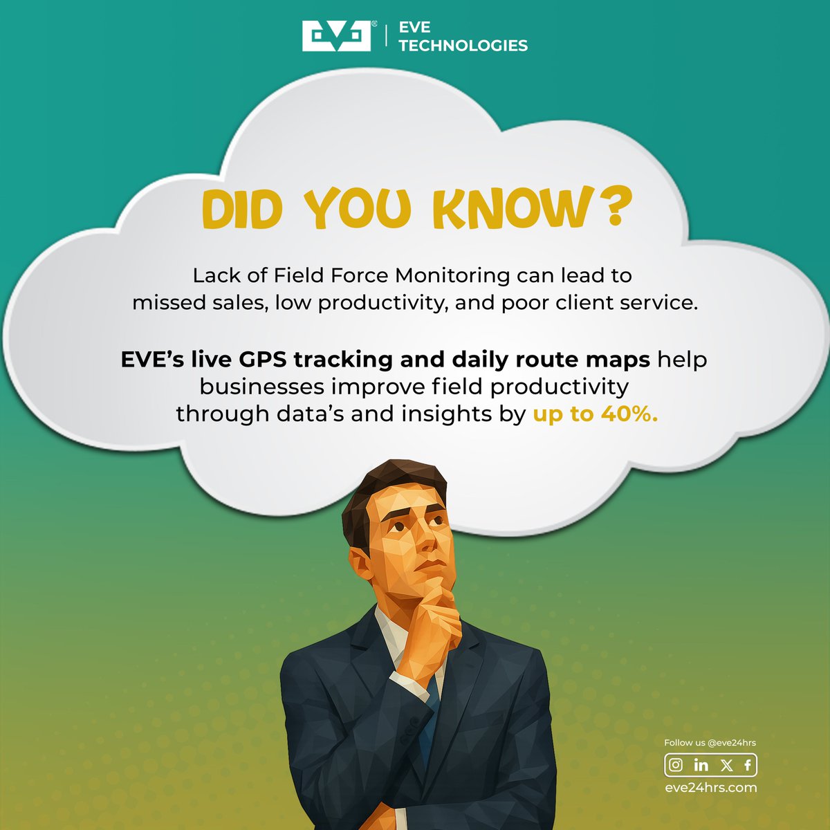 EveTechofficial's tweet image. Missing sales on the move?

Track your field team in real-time with EVE’s GPS &amp;amp; route maps—boost productivity by up to 40%.

#EVEFOS #FieldForce #SmartTracking #SalesBoost