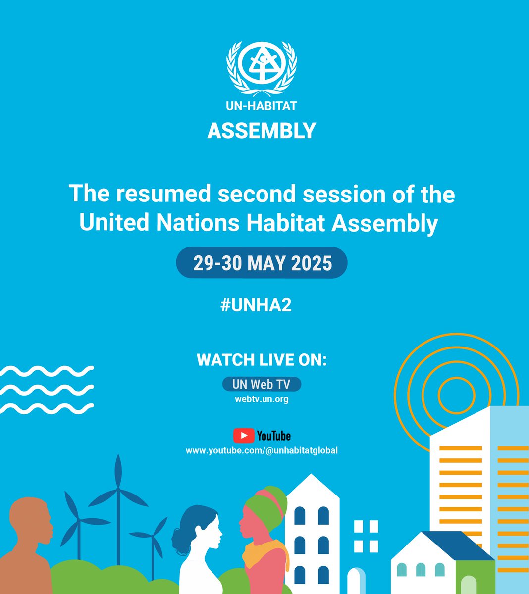 #UNHA2 will kick off In just a few hours!

🌍 193 Member States and global partners gather to shape the future of our cities.

Watch the opening session live:
📺 UN Web TV: loom.ly/hE7RBOs
📺 YouTube: loom.ly/x0qLKIc

#HousingForAll #UNHabitat