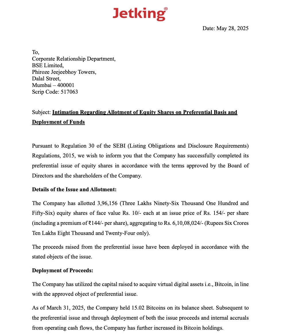 This Company raised capital via Preferential allotment to invest in Bitcoin 🤣🤣, now hold 21 coins
