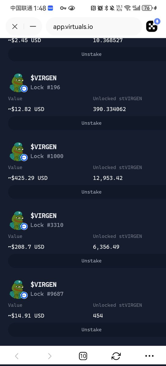 taoke5611's tweet photo. Thank you very much to the virtuals platform. On the 22nd, I pledged 50 tokens and invested 0.08 tokens for new purchases. After the pledge, I airdropped 20,000 VIRGEN tokens to me. I have been pledging them so far, and I am a firm diamond hand. It is now worth 700U@virtuals_io https://t.co/rVSl1aZMQU