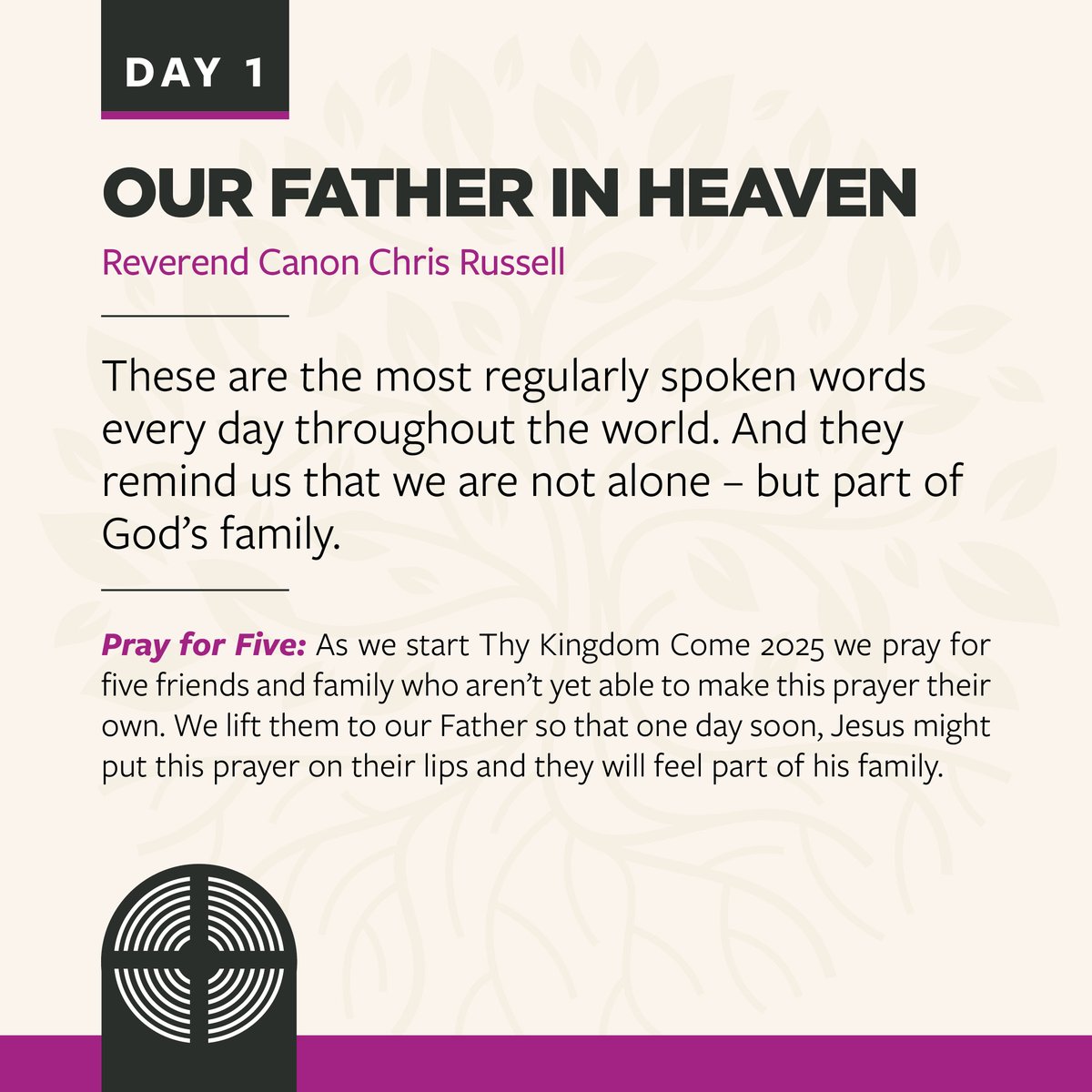 Today is the first day of Thy Kingdom Come, the global prayer movement that invites Christians to pray for people to know Jesus Christ. Each day from Ascension to Pentecost, follow <a href="/thykingdom_come/">Thy Kingdom Come</a> for reflections on a line from the Lord's Prayer.